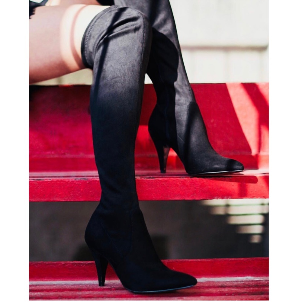 NIB Kitten Heel Over The Knee Pointed Toe Boot - Picture 1 of 5